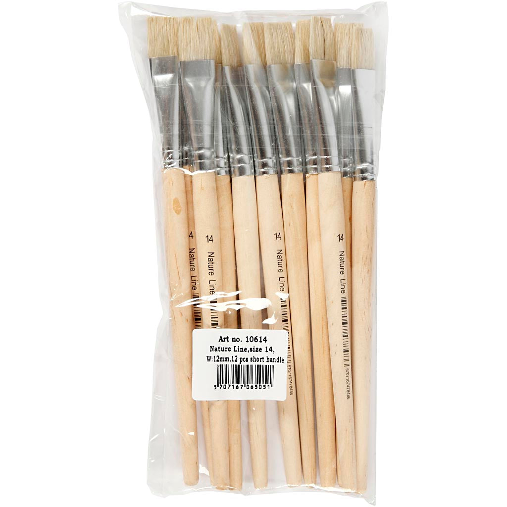 Natur Line Penslar, nr. 14, L: 20 cm, B: 15 mm, platta, 12 st./ 1 förp. [HOB-10614]