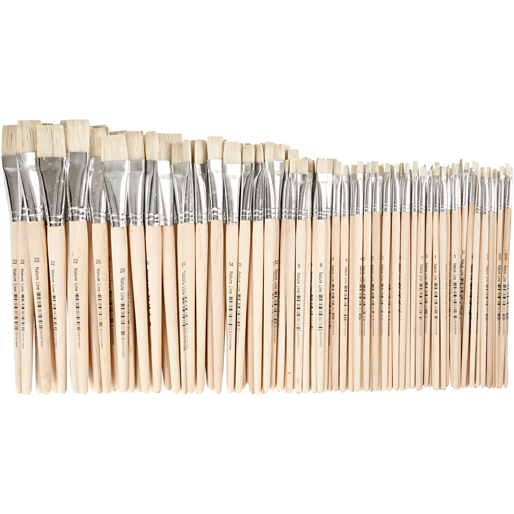 Natur Line Penslar, nr. 00+0+1+2+4+8+12+14+20+22, L: 17,5-20,5 cm, B: 3-22 mm, platta, 10x12 st./ 1 förp. [HOB-10648]