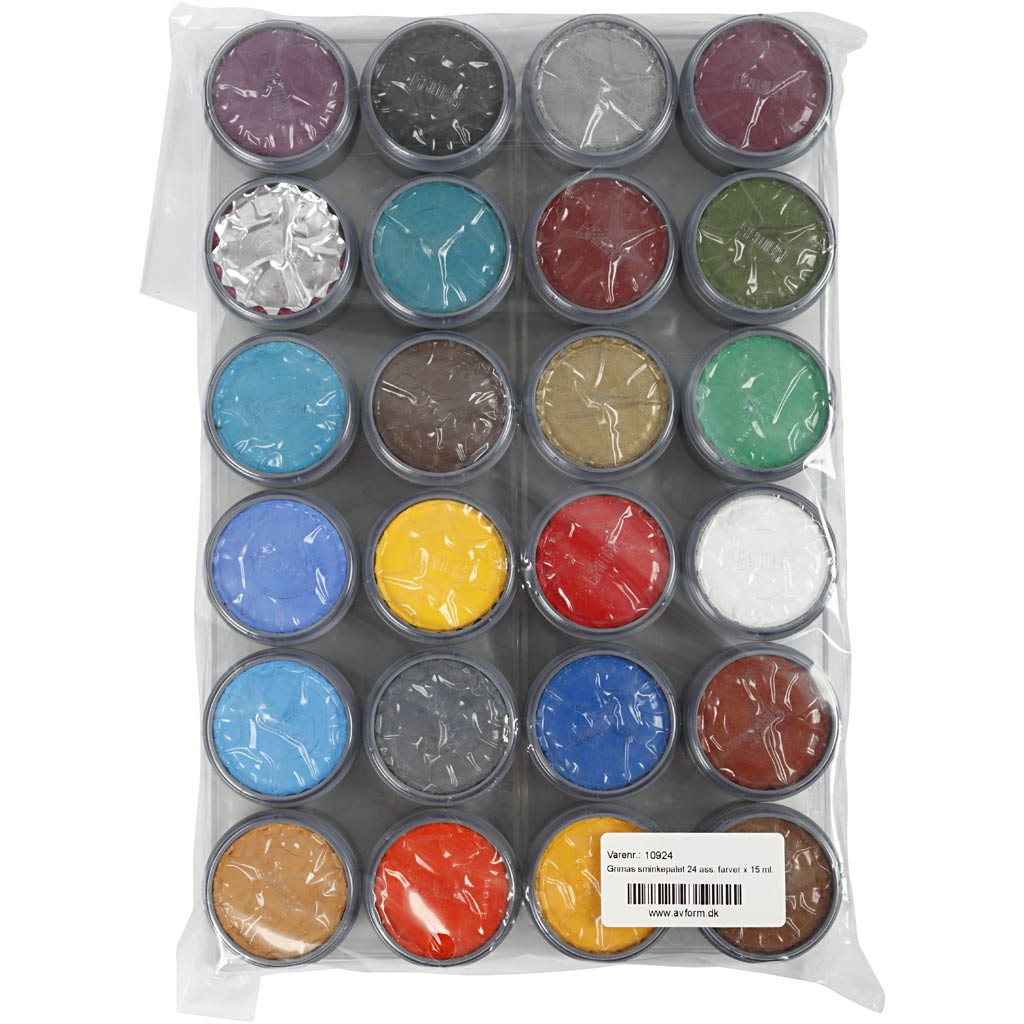 Grimas ansiktsfärg - sminkpalett, mixade färger, 24x15 ml/ 1 förp. [HOB-10924]