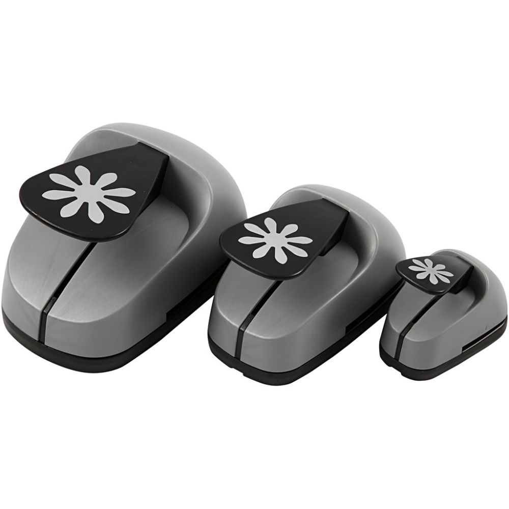 Lager-på-lager stansar, Marguerit, stl. 25+49+75 mm, 3 st./ 1 förp. [HOB-112910]