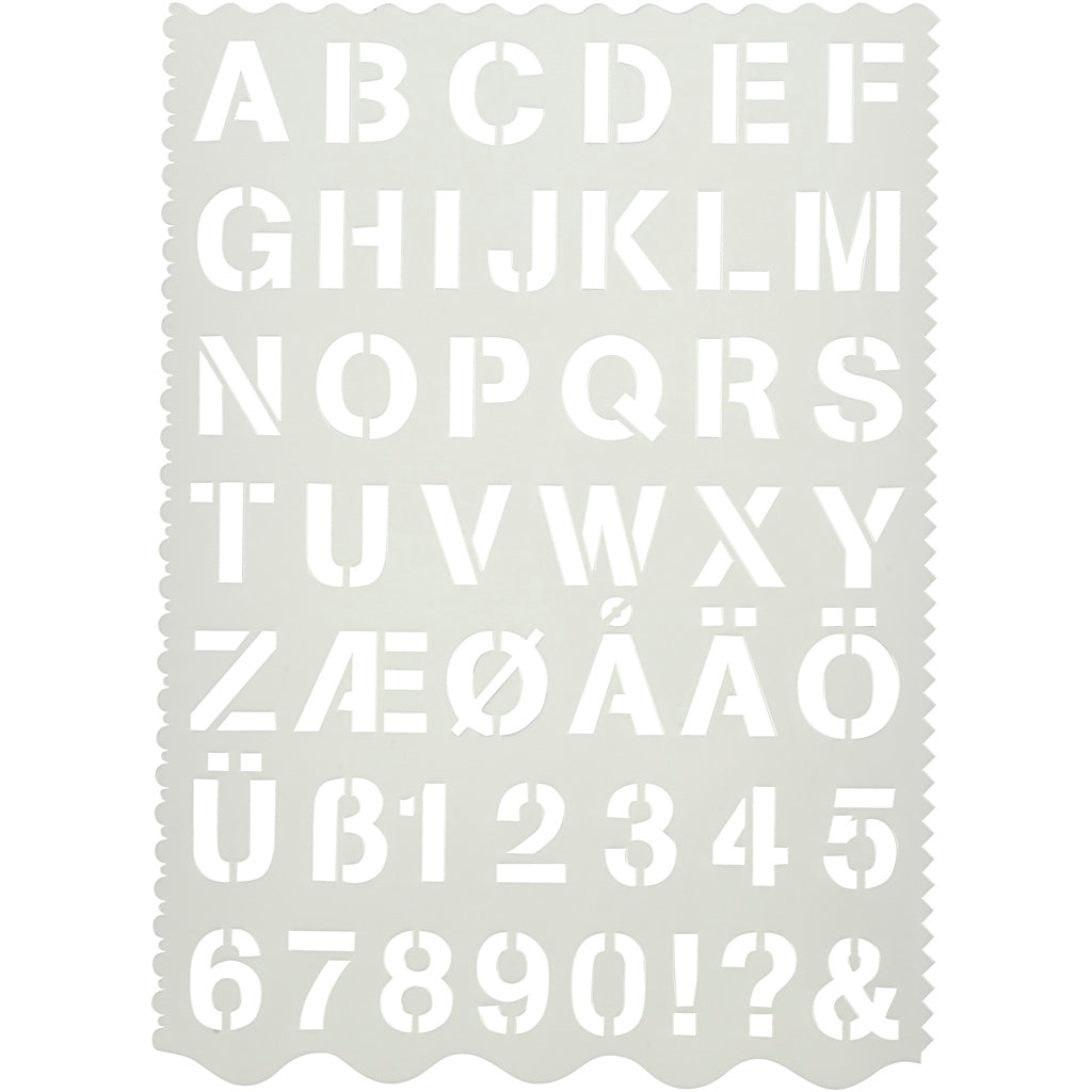 Shape Template, letters and numbers, H: 25 mm, sheet 21x29 cm