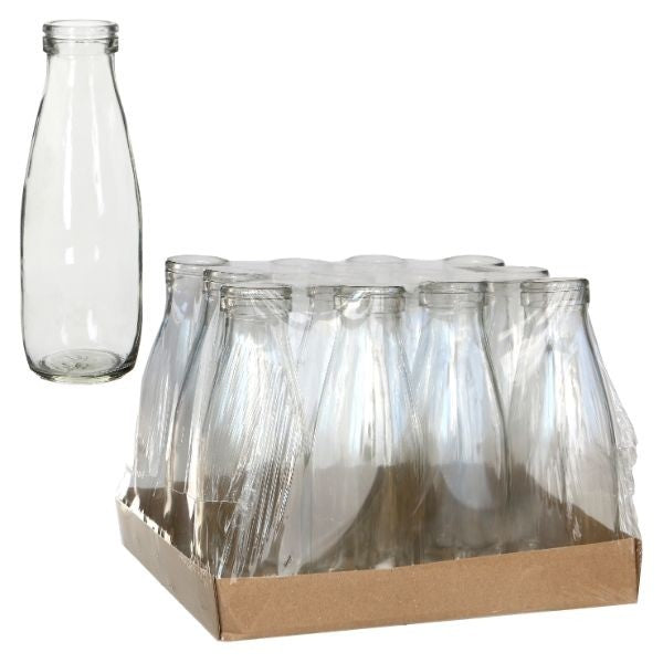 Glasmjölkflaska 500ml 21cm hög Ø 7cm (bricka med 12 st) [IFS-129192]