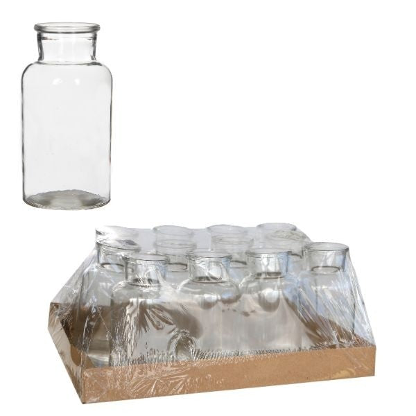 Medicinvas i glas 16cm hög Ø 8cm (bricka med 12 st) [IFS-129195]