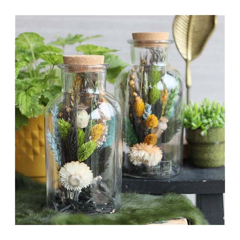 Medicinflaska av glas 20cm hög Ø 10cm (bricka med 6 st) [IFS-129198]