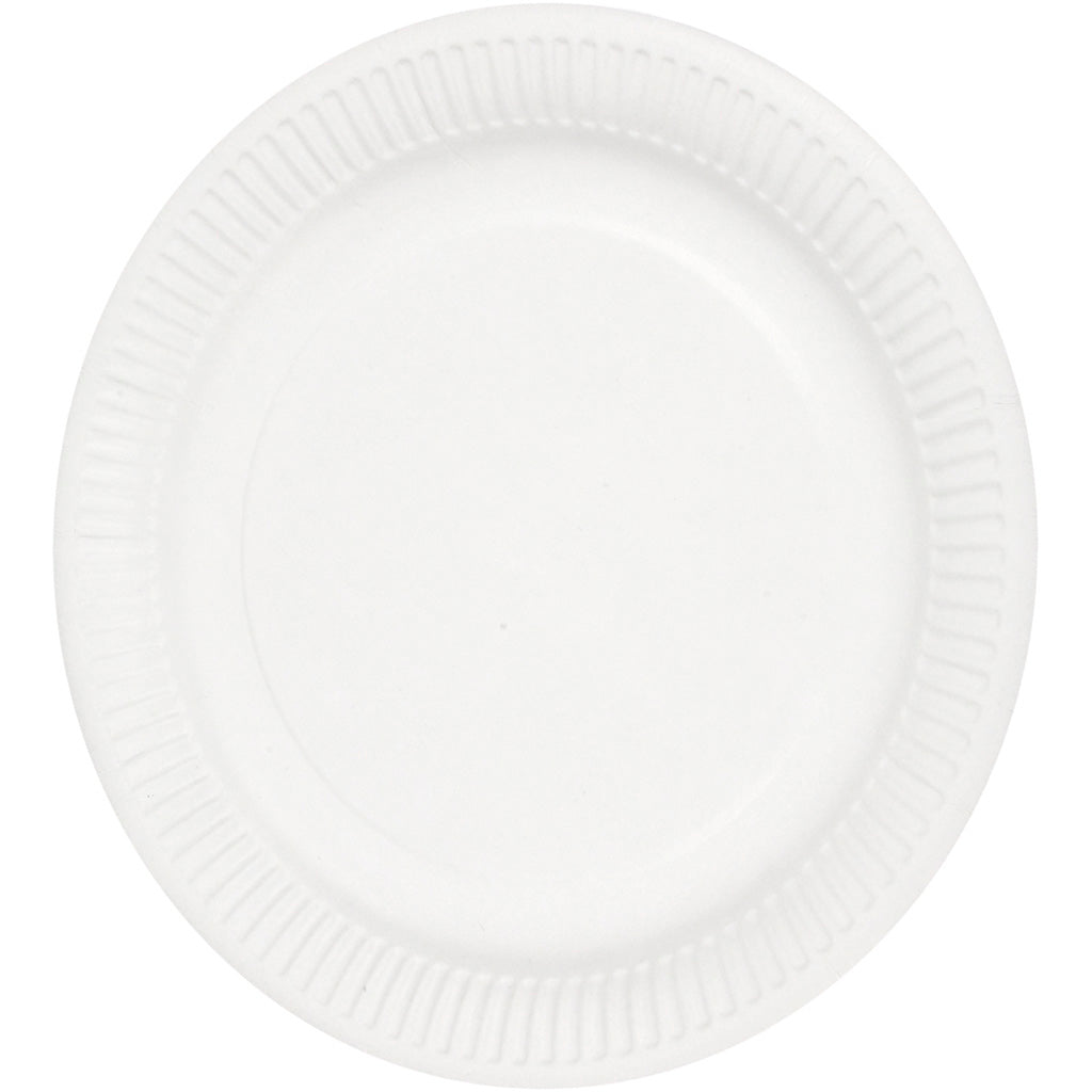 Vita papptallrikar, Dia. 23 cm, 100 st./ 1 förp. [HOB-13206]