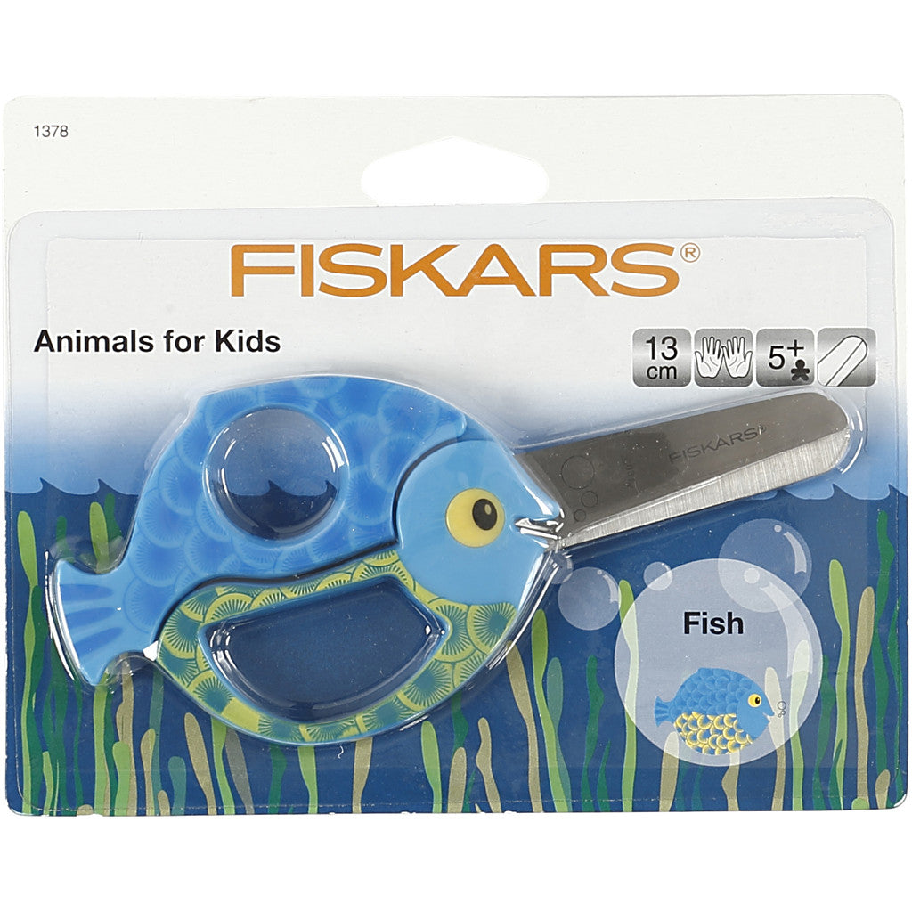 Fiskars Barnsax med Djurmotiv, fisk, L: 13 cm, 1 st. [HOB-1378]