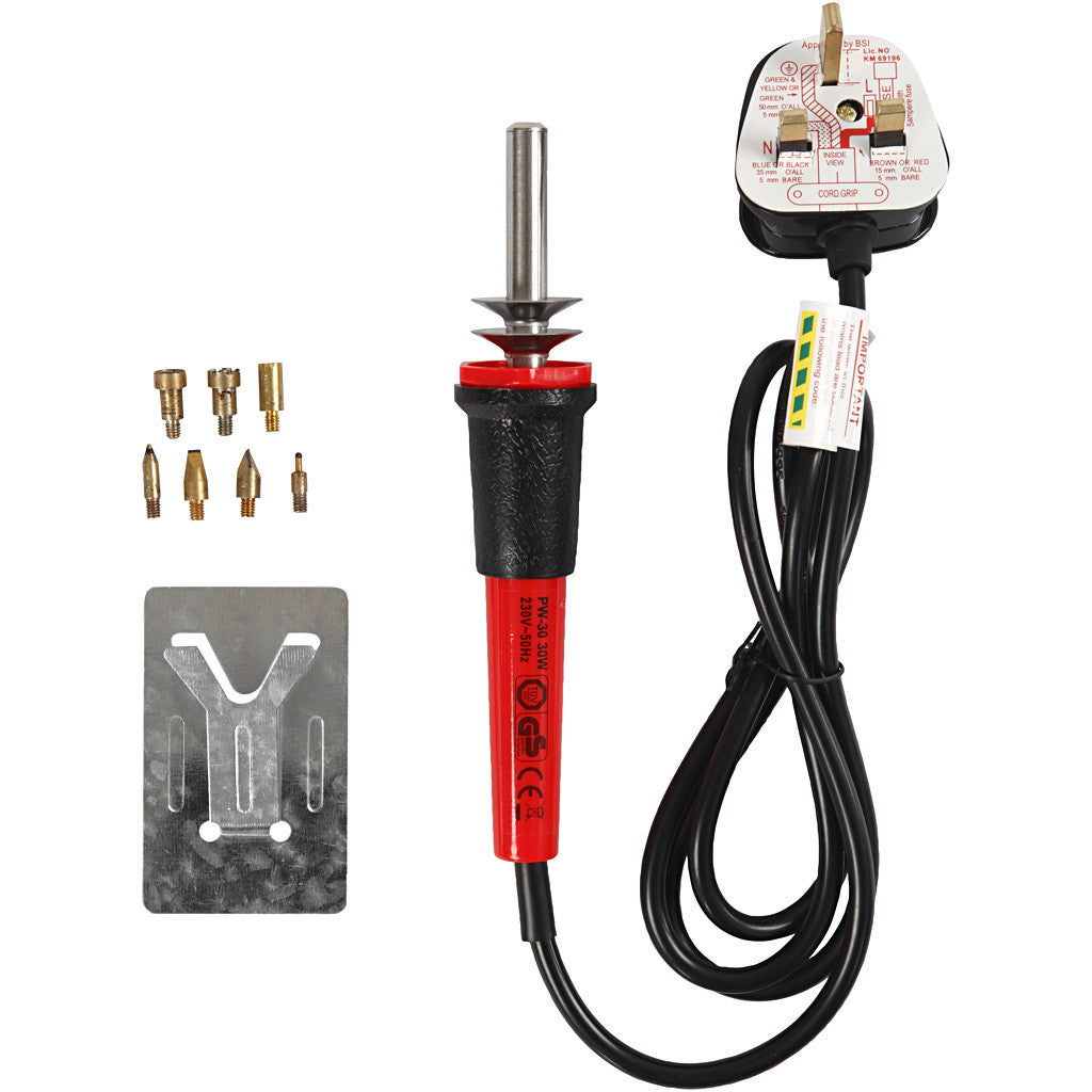 Brännpenna, UK-kontakt, stl. 19x3 cm, UK, svart, röd, 1 st. [HOB-15133]