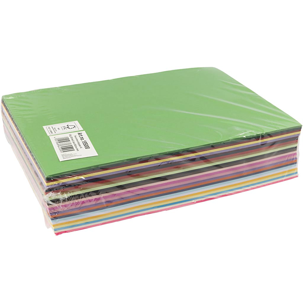 Tonpapper, A4, 130 g, 20x25 mix. ark, 500 ark/ 1 förp. [HOB-155000]