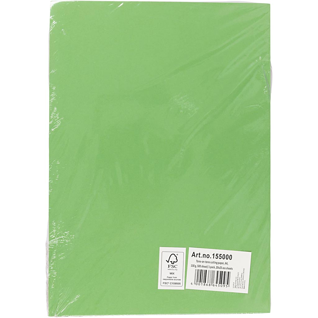 Tonpapper, A4, 130 g, 20x25 mix. ark, 500 ark/ 1 förp. [HOB-155000]
