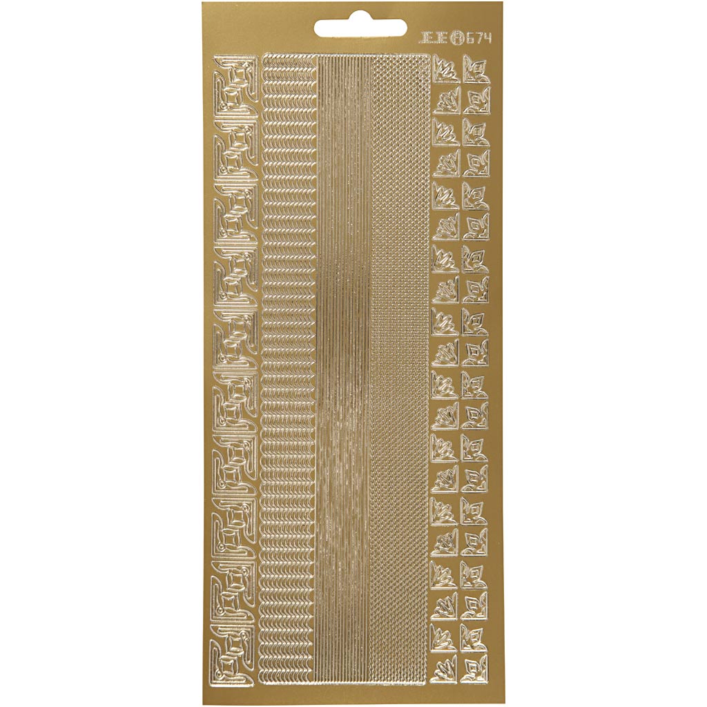 Stickers, borders, sheet 10x23 cm, gold, 1 sheet