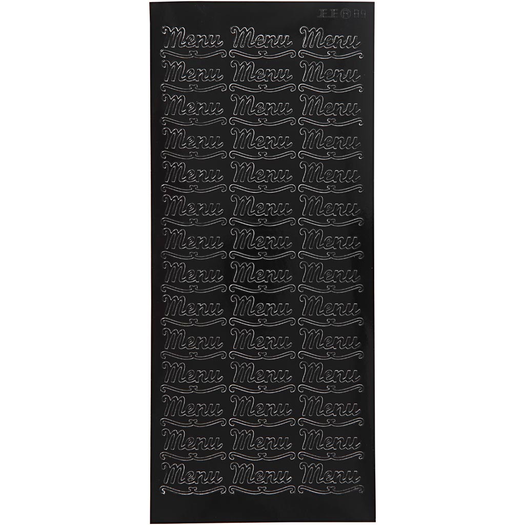 Stickers, menu, sheet 10x23 cm, black, 1 sheet
