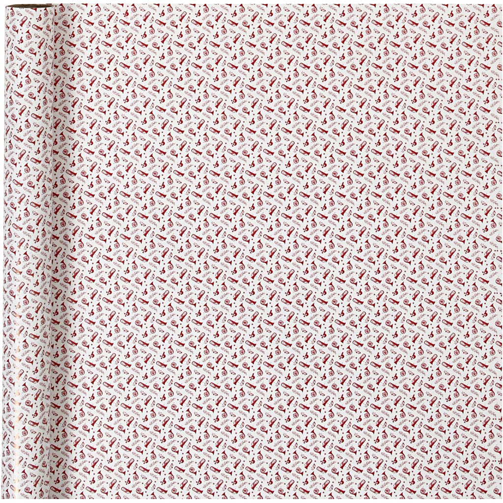 Gift wrap, trumpet, W: 70 cm, 80 g, red, white, 4 m/ 1 roll