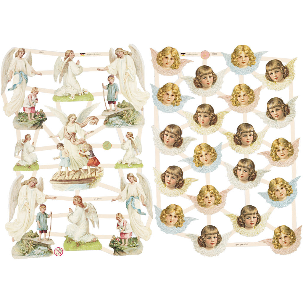 Bokmärken, nostagiska änglar, ark 16,5x23,5 cm, 2 ark/ 1 förp. [HOB-19364]