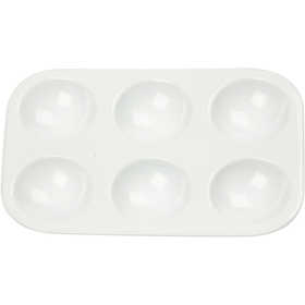 Palett, Rektangulär palett med 6 fack, stl. 13x8,5 cm, vit, 1 st. [HOB-100288]