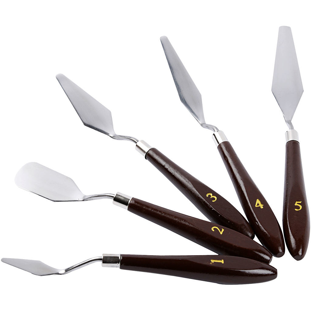 Målarknivar, L: 17-23 cm, B: 1,5-2,5 cm, 5 st./ 1 förp. [HOB-10314]