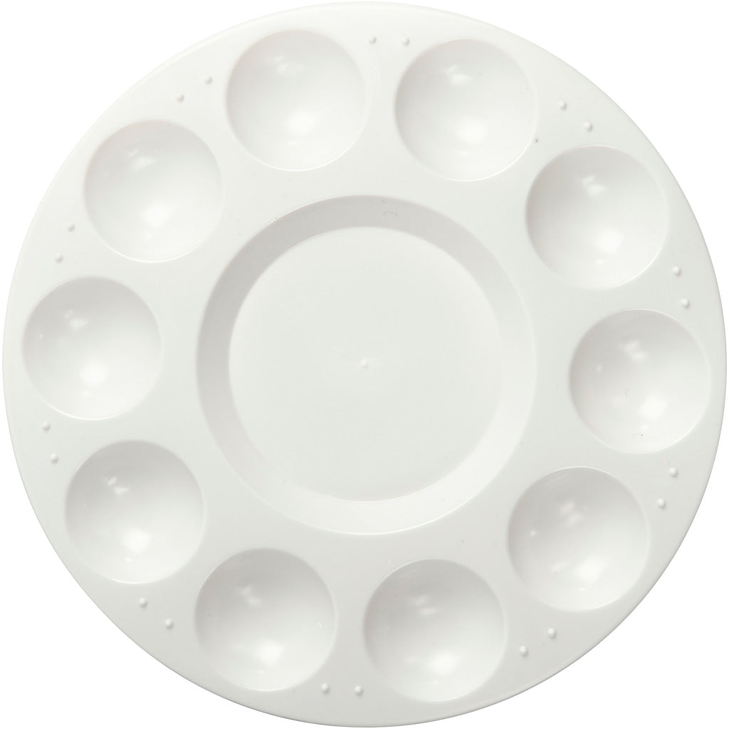 Palett, Rund palett, med 11 fack, Dia. 17 cm, vit, 1 st. [HOB-103300]