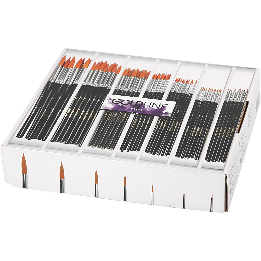 Gold Line-penslar, nr. 1+2+4+8+12+18+22, L: 17-21 cm, B: 1-7 mm, runda, 7x12 st./ 1 förp. [HOB-10748]