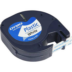 Dymo Plasttejp, L: 4 M, B: 12 mm, vit, 4 m/ 1 rl. [HOB-11533]