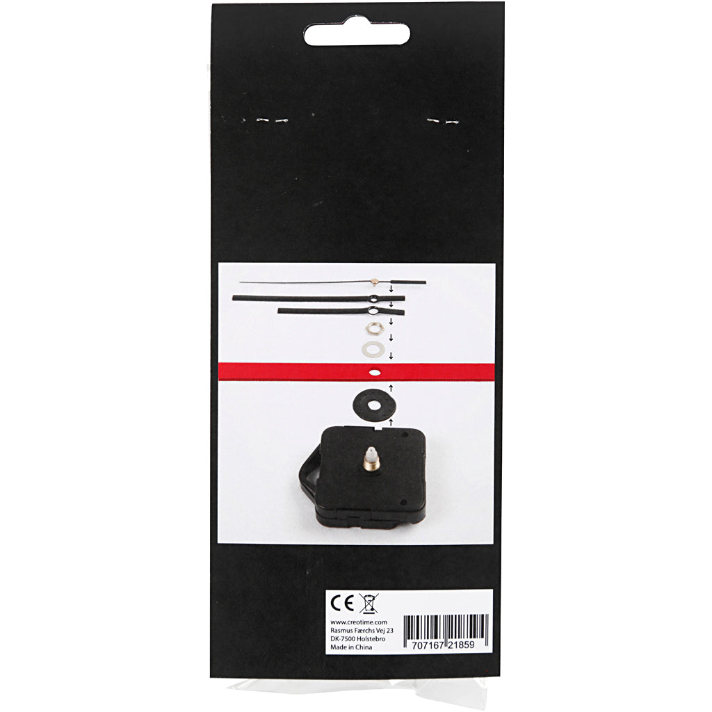 Urverk, platta max. 3 mm, svart, 1 set [HOB-131240]