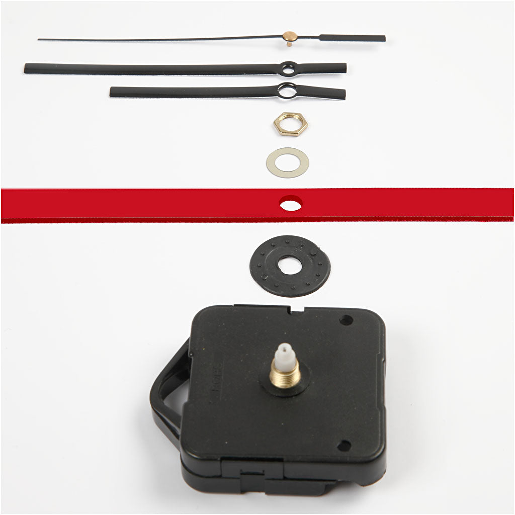 Urverk, platta max. 3 mm, svart, 1 set [HOB-131240]