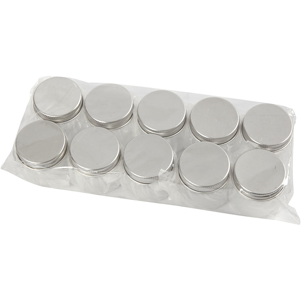 Plastburk med lock, H: 45 mm, Dia. 44 mm, 50 ml, 10 st./ 1 förp. [HOB-13179]
