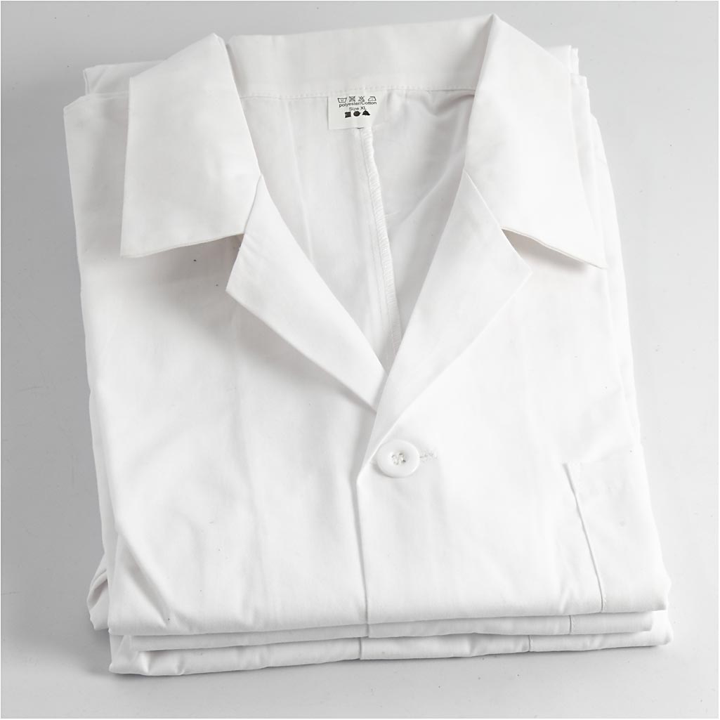 Målarrock, L: 78 cm, stl. small, Ärmlängd: 58 cm , vit, 1 st. [HOB-13901]