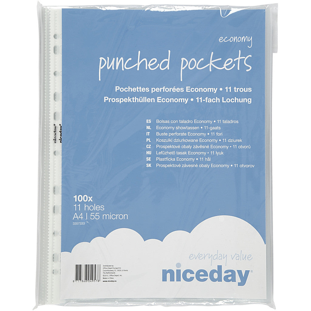 Plastfickor, öppning upptill, A4, ark 210x297 mm, 100 st./ 1 förp. [HOB-14120]