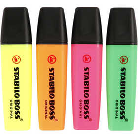 Textmarker, neongrön, neonorange, neonrosa, neongul, 4 st./ 1 förp. [HOB-14162]
