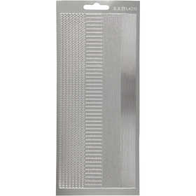 Stickers, bårder, ark 10x23 cm, silver, 1 ark [HOB-170029]