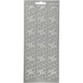 Stickers, blad, ark 10x23 cm, silver, 1 ark [HOB-170102]