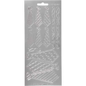 Stickers, slips, ark 10x23 cm, silver, 1 ark [HOB-170148]