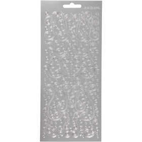 Stickers, virvlar, ark 10x23 cm, silver, 1 ark [HOB-170160]