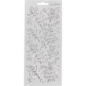 Stickers, blad, ark 10x23 cm, silver, 1 ark [HOB-170174]