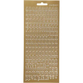 Stickers, bokstäver, ark 10x23 cm, guld, 1 ark [HOB-170214]