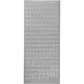 Stickers, bokstäver, ark 10x23 cm, silver, 1 ark [HOB-170215]