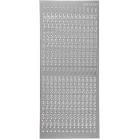 Stickers, siffror, ark 10x23 cm, silver, 1 ark [HOB-170221]