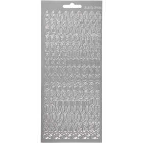 Stickers, bokstäver, ark 10x23 cm, silver, 1 ark [HOB-170225]