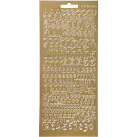 Stickers, bokstäver, ark 10x23 cm, guld, 1 ark [HOB-170226]