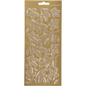 Stickers, kvistar, ark 10x23 cm, guld, 1 ark [HOB-170236]