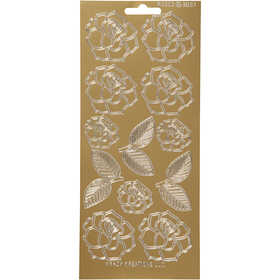 Stickers, rosor, ark 10x23 cm, guld, 1 ark [HOB-170244]