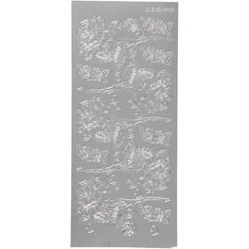 Stickers, rosor, ark 10x23 cm, silver, 1 ark [HOB-170251]