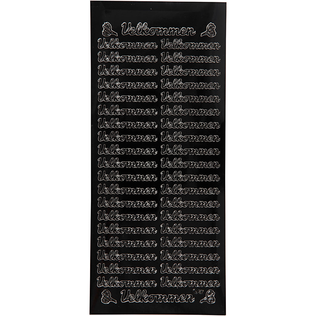 Stickers, velkommen, ark 10x23 cm, svart, 1 ark [HOB-170260]