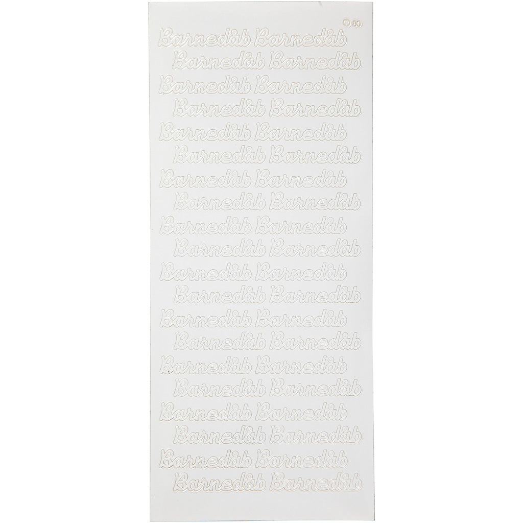 Stickers, barnedåb, ark 10x23 cm, vit, 1 ark [HOB-170273]