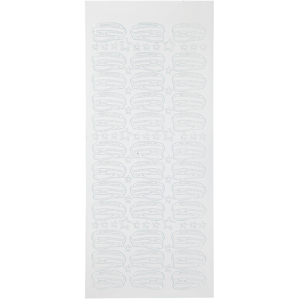 Stickers, studentmössor, ark 10x23 cm, vit, 1 ark [HOB-170287]