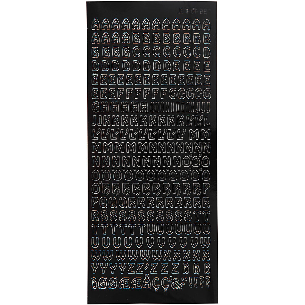 Stickers, små beställningar, versaler, ark 10x23 cm, svart, 1 ark [HOB-170289]