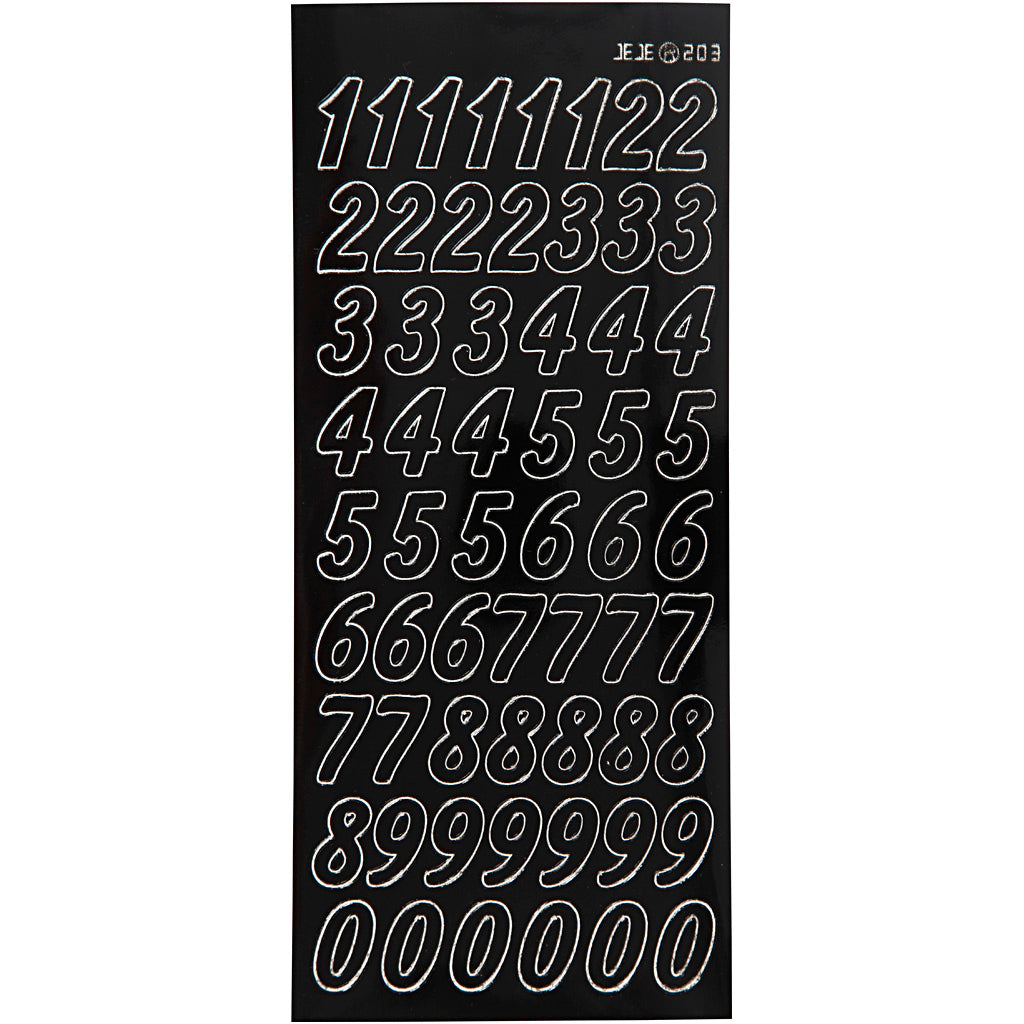 Stickers, stora siffror, ark 10x23 cm, svart, 1 ark [HOB-170291]