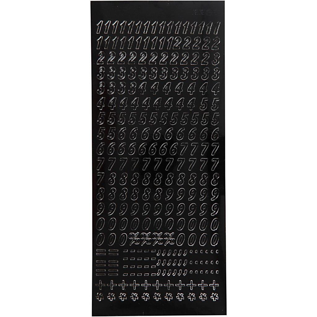 Stickers, små siffror, ark 10x23 cm, svart, 1 ark [HOB-170292]