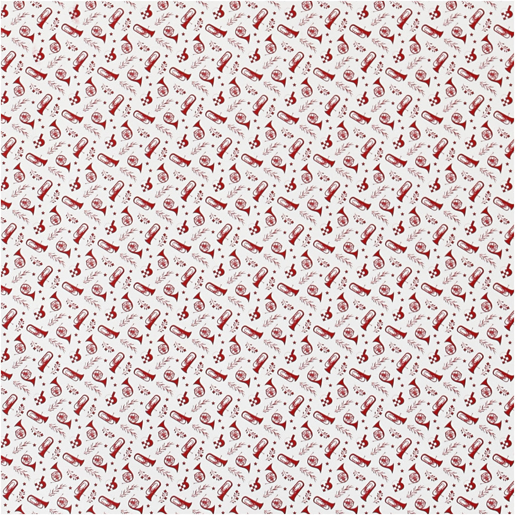 Presentpapper, trumpet, B: 70 cm, 80 g, röd, vit, 4 m/ 1 rl. [HOB-190120]