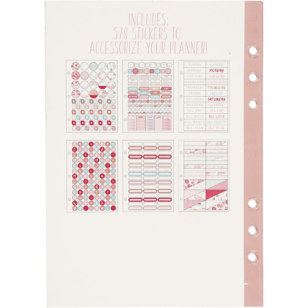 Stickersbok, akvarell, A5, guld, röd, koral, 1 st. [HOB-192657]