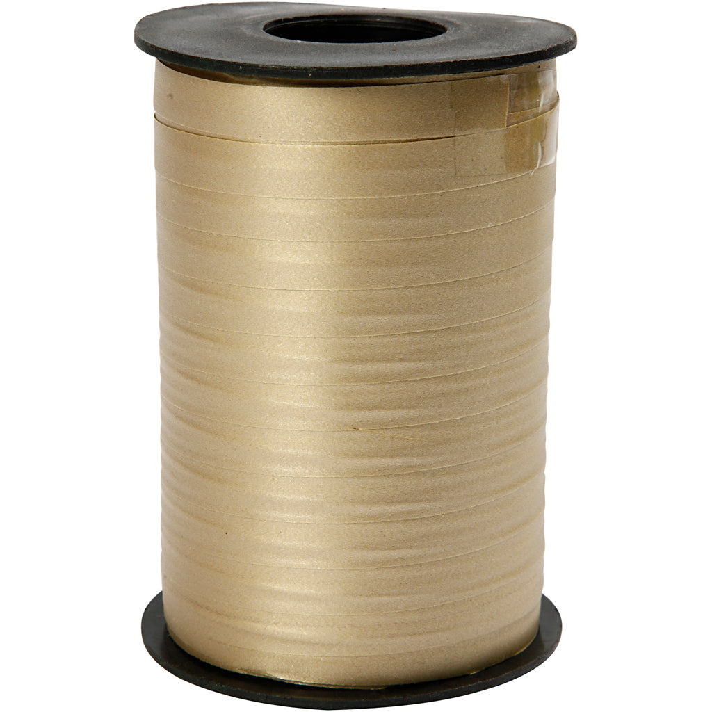 Curling Ribbon, W: 10 mm, matt, gold, 250 m/ 1 roll